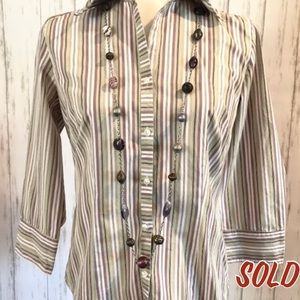 Ann Taylor LOFT Size 6 Striped Button Down Blouse
